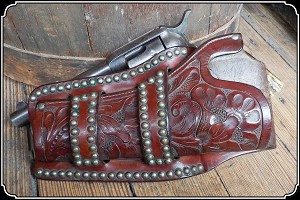  H.H. Heiser No. 2710 Mexican hand carved Loop Holster for a Colt Single Action Army Revolver